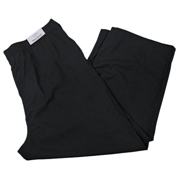 Serra Women's Black Linen Blend Pull on Elastic Waist Lounge Travel Pants XL - Picture 4 of 8